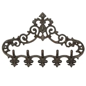 Sungmor Victorian 5-Hook Cast Iron Rustic Wall-Mount Hanger - Multi-Use Home Decor Decoration Organizer for Keys, Clothes, Hats