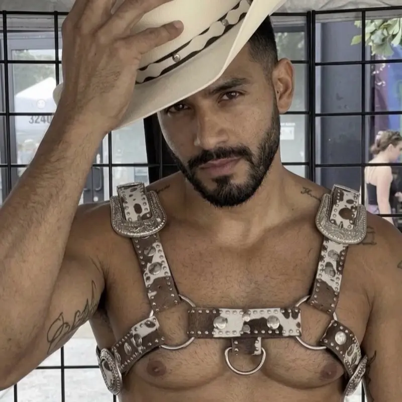 Cowboy Bulldog Style Mens Chest  Harness Cow printed  size M -L