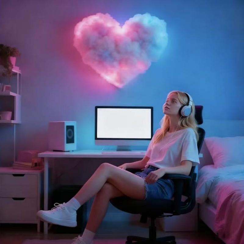 RGB Cloud Light DIY Thunder Effect USB Powered Easy Installation Indoor Decorative Light for Bedroom Living Room Game Room Cafe Music Sync Flashing Christmas Dj Party