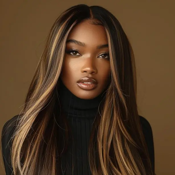 RedoHair Blonde Highlight Straight Human Hair Lace Front Wig, 13×4 Inches - Tangle-Free and Shed-Free, Glueless Design