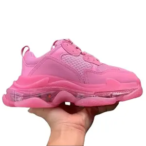 classic transparent sole trainers for Men and women luxury triple s chunky trainers with crystal thick sole size 36-45 height increasing color blocked tennis shoes