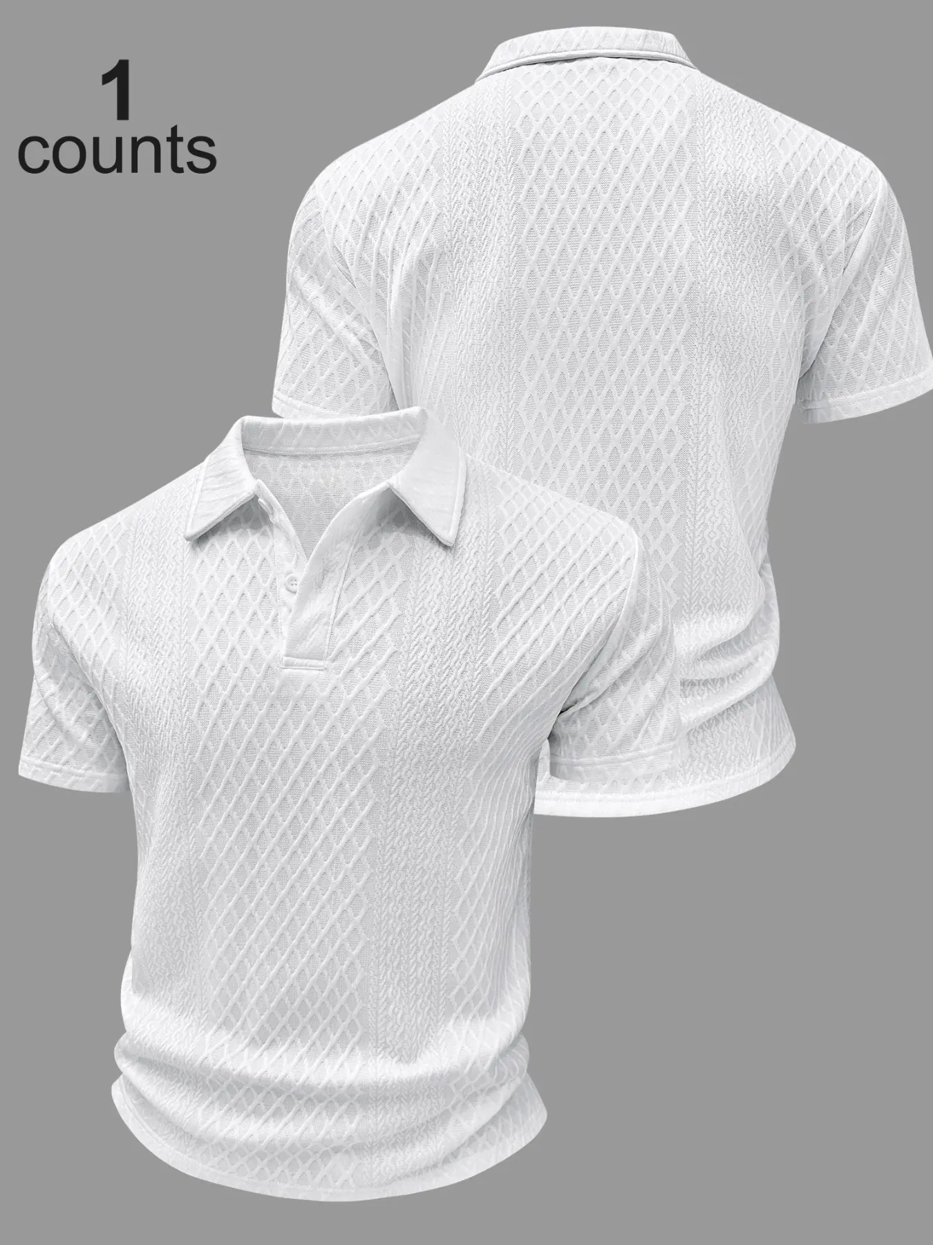Men's Bestselling Solid Color Polo Shirt, Short Sleeve, Herringbone Texture, Casual Fashion, Daily Wear, Business