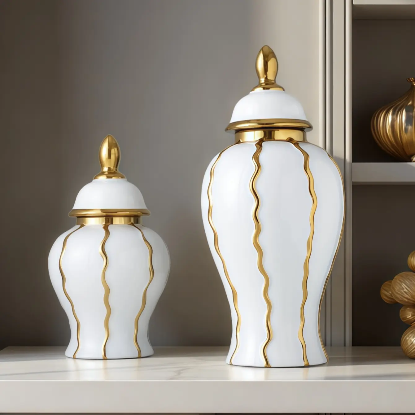 Ceramic Vase with Edge, Elegant Decorative Flower Pot, Flower Arrangement Vase, Modern Plant Vase, Centerpiece Vase, Lid Included, Water Fillable, Perfect for Home & Office, Decorative Vases For Home Decor, Vases For Flowers, Modern Ceramic Vase