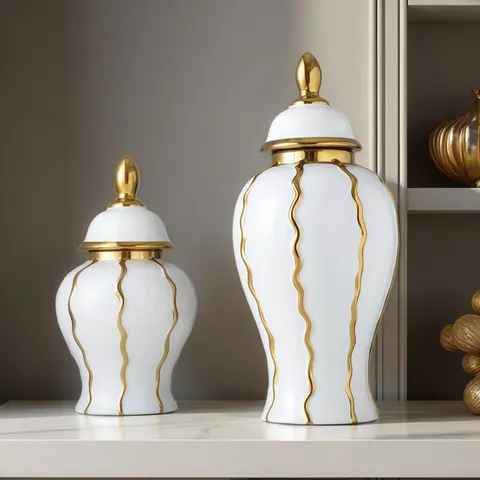 Ceramic Vase with Edge, Elegant Decorative Flower Pot, Flower Arrangement Vase, Modern Plant Vase, Centerpiece Vase, Lid Included, Water Fillable, Perfect for Home & Office, Decorative Vases For Home Decor, Vases For Flowers, Modern Ceramic Vase