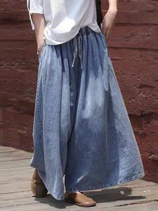 women's denim wide leg pants, casual comfy trousers for daily wear, ladies bottoms for all seasons