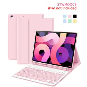 STWMOOCE Protective Case with Magnetic Detachable Wireless Tablet Keyboard, 1 Set PU Leather Protective Smart Cover with Pencil Holder, Durable Adjustable Protective Case for iPad 10.9inch, Summer Gift