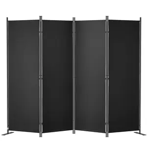 VEVOR Room Divider,  5.6 ft Room Dividers and Folding Privacy Screens (4-panel), Fabric Partition Room Dividers for Office, Bedroom, Dining Room, Study, Freestanding, Black