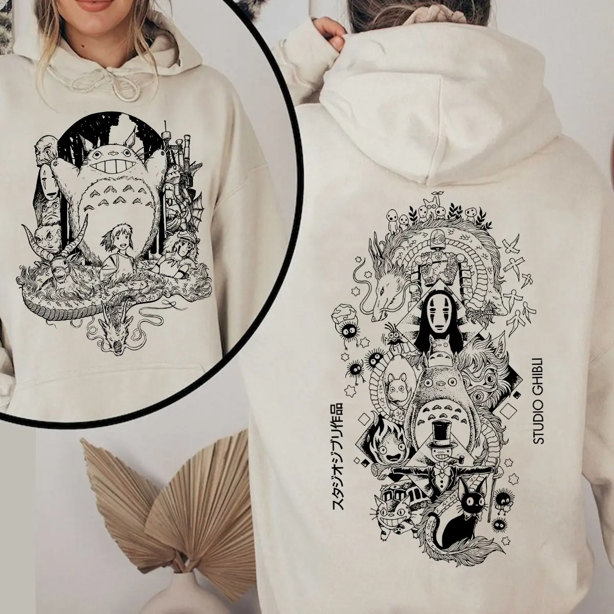 Studio Ghibli World Hoodie and Sweatshirt, Studio Ghibli Sweater, Ghibli Studio Hoodie, Howls Moving Castle Shirt, Spirited Away, Ponyo, My Neighbor Totoro, Totoro, No Face, Calcifer, Ghibli Cartoon Shirts, Anime Winter Sweatshirt