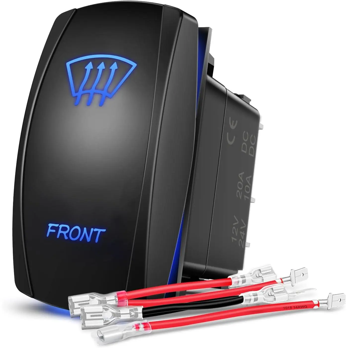 Nilight 5-Pin Laser Etched SPST ABS Rocker Switch with On/Off Control, 12V 20A/24V 10A Blue, 1x Jumper Wires Set, 1x Diagram, Corrosion & Wear Resistant for Cars, Trucks