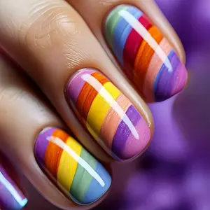 24 Pieces Glossy Acrylic Nail Strips Press-On Nails Medium Square False Nails