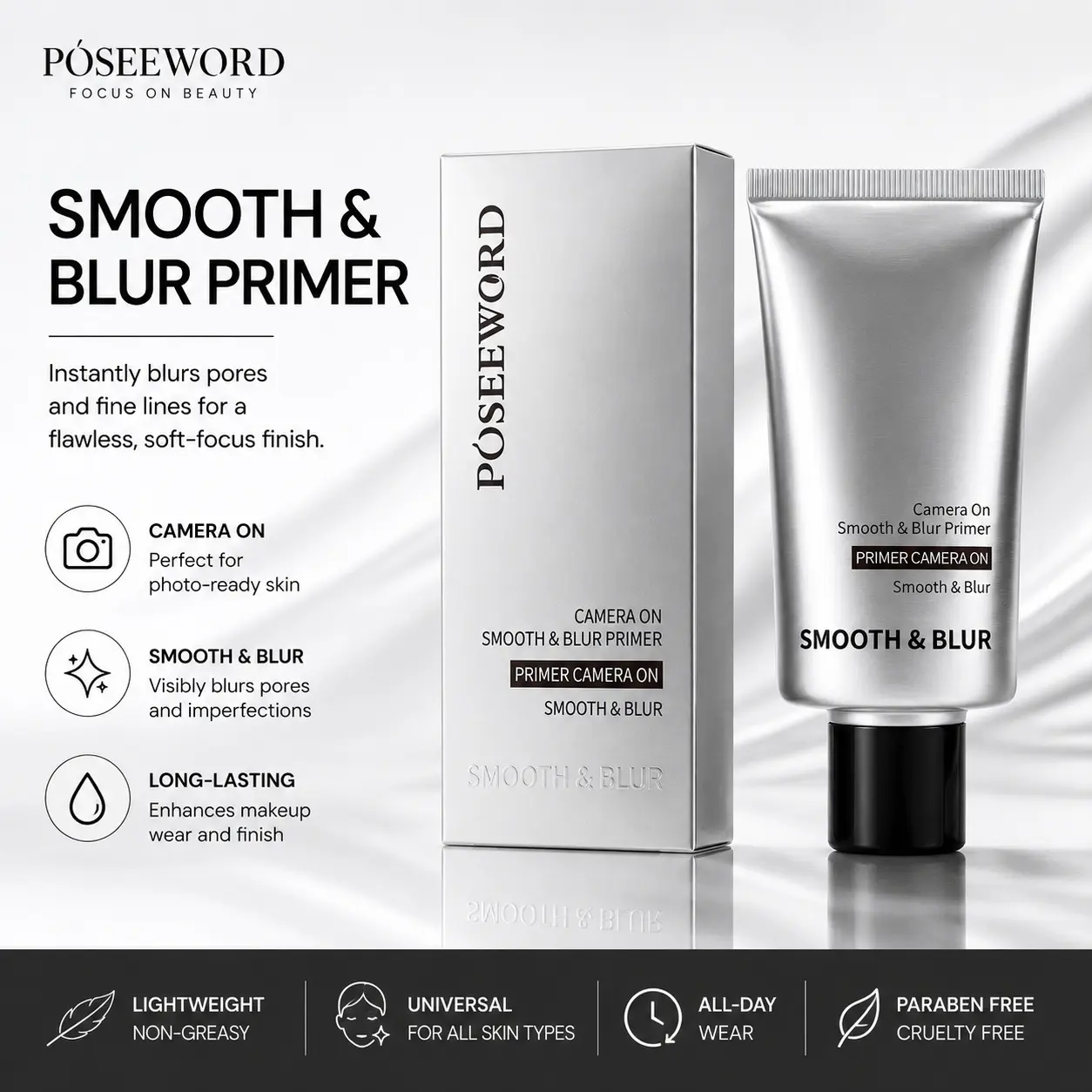 Matte Pore Blurring Primer for Face – Makeup Base with Soft Focus Filter Effect – Smooth Skin Appearance, Oil Control & Shine Reduction – Long Wear Makeup Primer for Foundation Grip, Lightweight Hydrating Texture for Daily Makeup & All Skin Types