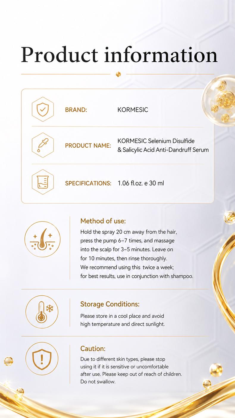 [Buy 1 Get 1 Free] KORMESIC Selenium Disulfide Anti-Dandruff Serum - Haircare Scalp Treatment with Salicylic Acid, Centella Asiatica, Targets Flaky Itchy Skin, Deep Cleanses Oily/Dry Scalp Types
