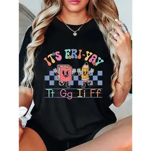 100% Cotton Unisex Short-Sleeve Round Neck Casual Streetwear Top - Happy Friday FriYay TGIF Teacher School Apparel
