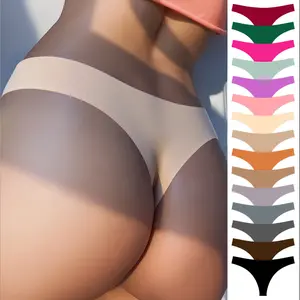 Hotcom 15Pcs Women's Solid Color Thong Soft Comfy Breathable Seamless Knicker for Daily Wear Underwear All Seasons Minimalist Casual Panties Camel Toe Cover Thongs scallop trim thong Everyday Womenswear