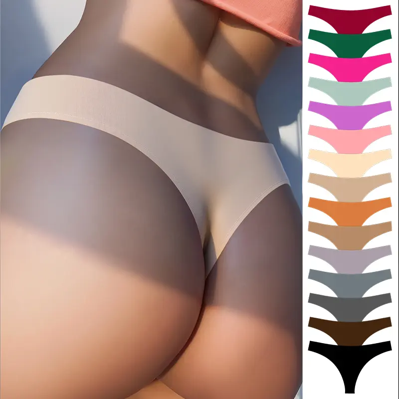Hotcom 15Pcs Women's Solid Color Thong Soft Comfy Breathable Seamless Knicker for Daily Wear Underwear All Seasons Minimalist Casual Panties Camel Toe Cover Thongs scallop trim thong Everyday Womenswear