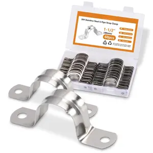 60 Pack M40 (1-1/2") Stainless Steel Pipe Straps - Heavy Duty U-bracket Clamps With 2 Holes For Rigid  Cable And Conduit Fastening (1.57" Width)