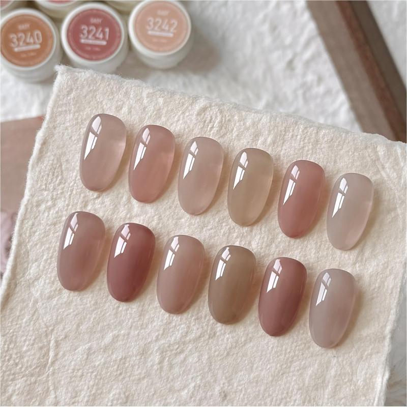 GAOY Nude Symphony Natural Jelly Gel Nail Polish Set, 6 Colors Sheer Pink UV Gel Polish, for Salon Manicure & Nail Art DIY at Home