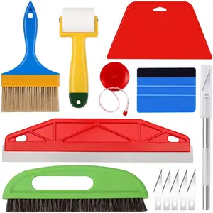 13Pcs Wallpaper Smoothing Tools,Wallpaper Tool Kit with Squeegee Smoother,Seam Roller,Wallpaper Brush for Wallpaper Hanging,Contact Paper,Vinyl Application,Wallpaper Paste,Hand Tools Kits