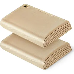 Heavy Duty Fiberglass Welding Blanket, Heat Resistant Blanket with Brass Grommets, Multi-Purpose Welding Mat for Grill, , Camping, Industrial Use (4x6 ft - 2 Pack)