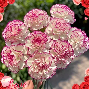 14 Elegant Artificial Carnation Flowers - With Pink Accents - Wishing for Blessings and Health - 2 Realistic Plastic Bouquets - Suitable for Home Decor, Weddings, Festivals, and Events | No Vase Included
