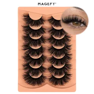 MAGEFY 7 Pairs Thick Full False Eyelashes, Dramatic Volume Lash Strips, Fluffy Dense Manga Style Lashes, Lightweight & Easy to Apply for Party Makeup