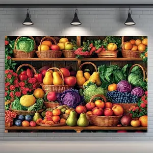 2D flat banner, 1pc，Cabbage - Vibrant Colors for Farmers Market Theme, Birthday/Christmas/Party Decorations - Educational Fruit & Veggie Poster - Easy-to-Clean Hanging Decoration for Home, Classroom, lzk