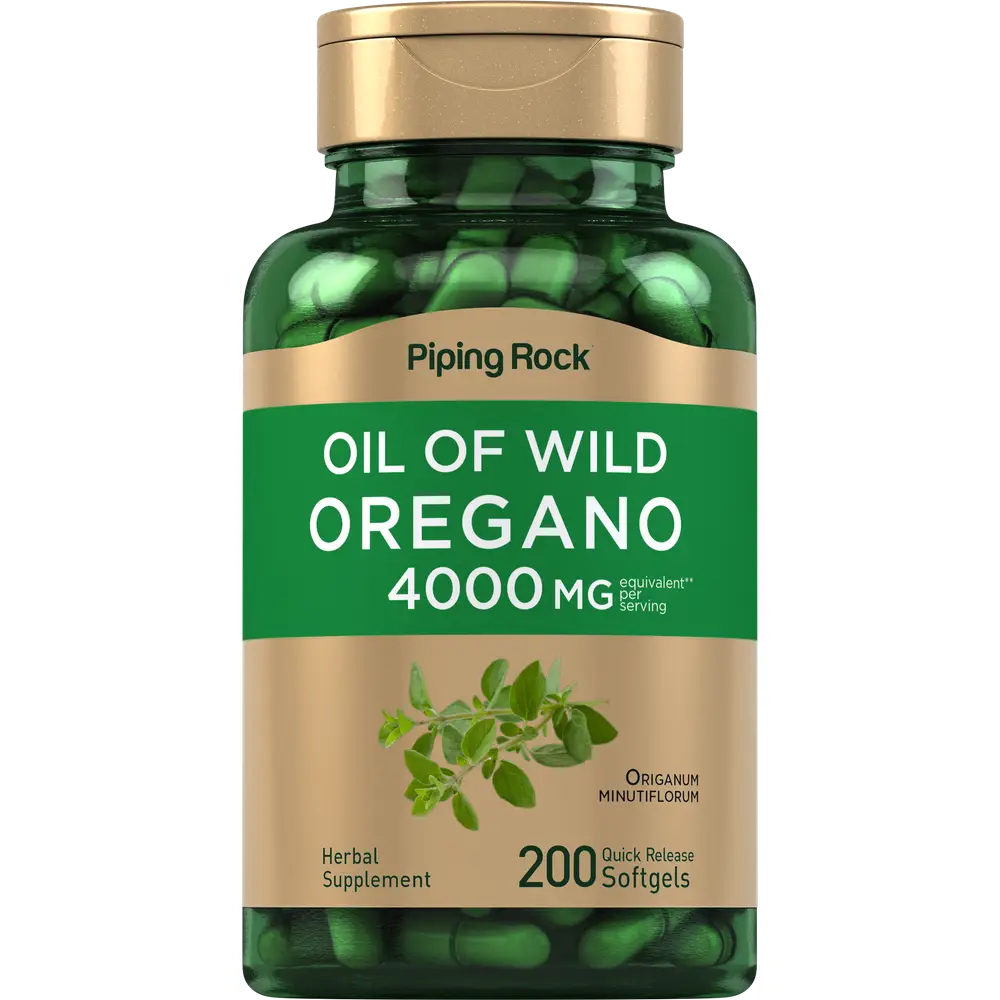 Piping Rock Oregano Oil Capsules 4000mg | 200 Pills | Herbal Extract Supplement | Wild Harvested | Non-GMO, Gluten Free