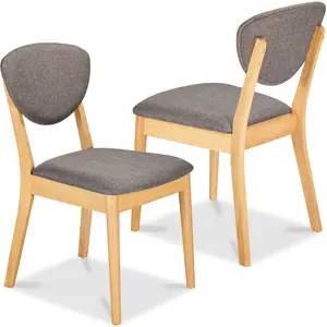 Best Choice Products 2-Piece Mid-Century Modern Wood & Upholstered Dining Chair Set