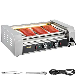 TikTokShopBlackFridayVEVOR Hot Dog Roller, 18 Hot Dog Capacity 7 Rollers, 1050W Stainless Steel Cook Warmer Machine with Dual Temp Control, LED Light and Detachable Drip Tray, Sausage Grill Cooker for Kitchen Restaurant