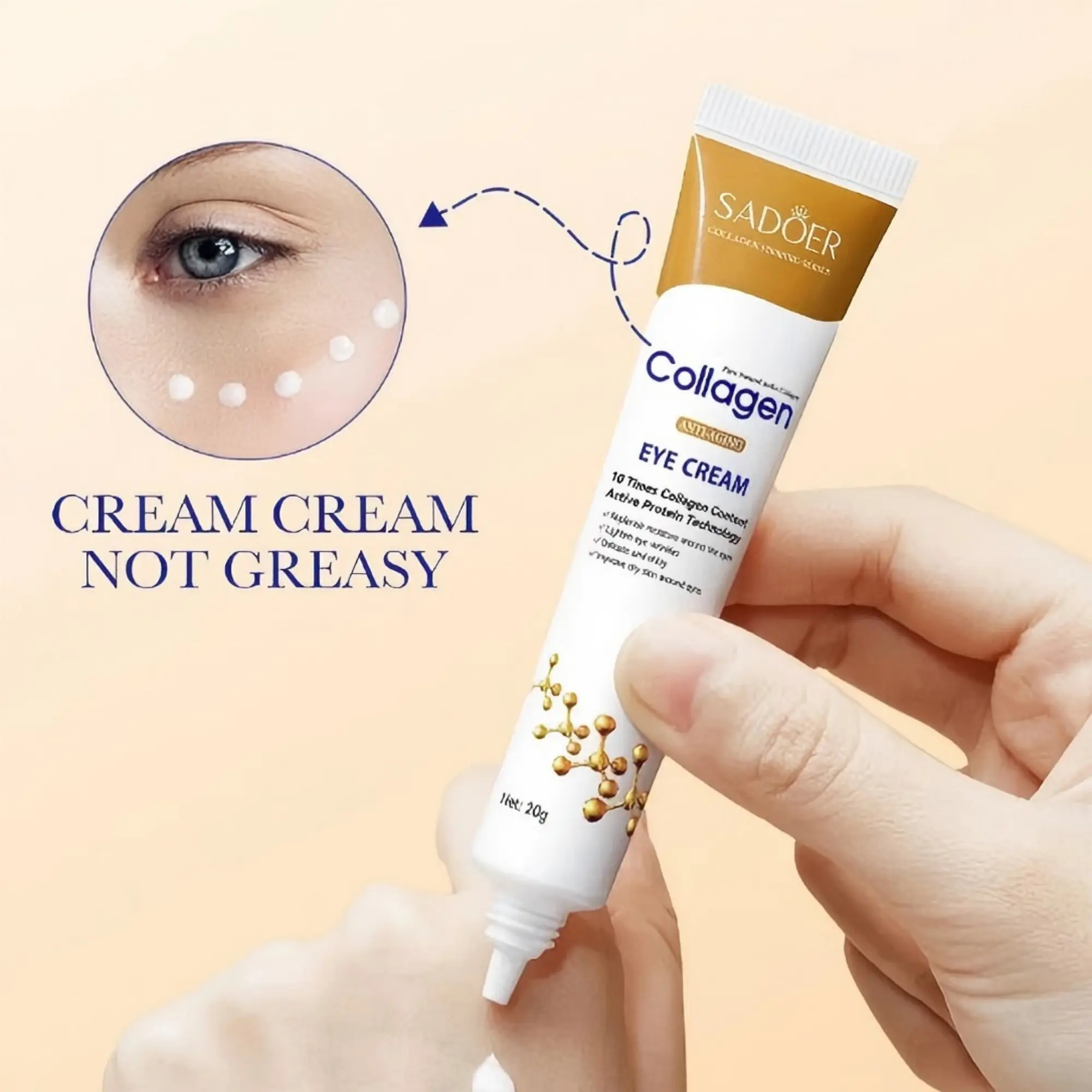 Collagen Eye Cream for Eye Area, Gentle Hydrating Under Eye Cream, Daily Moisturizing Eye Care Cream, Lightweight Texture Suitable for All Skin Types, Eye Skin Daily Hydrating Treatment