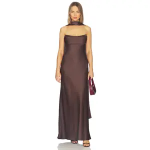 Runaway The Label Madeleine Strapless Maxi Dress in Bitter Chocolate