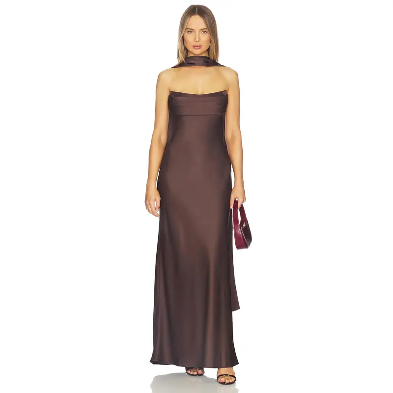 runaway the label brown maxi dress Tahlia Square Neck Maxi Dress Chocolate