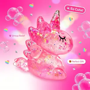 Cherry Blossom Unicorn Squishies Toys – Real Glitter Inside Slow Rising Stress Ball, Satisfying ASMR Butter Squishy Fidget Toys, Cute Glitter Squishy Fidgets Anxiety Relief Desk Toy, Kawaii Blind Box Collectible Valentine Birthday squshy fidgit rebound