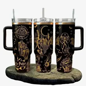 H Potter 40oz Tumbler Stainless Steel, With Handle – Magic Wizard Series Design, Perfect Gift for Fans Gift for Christmas