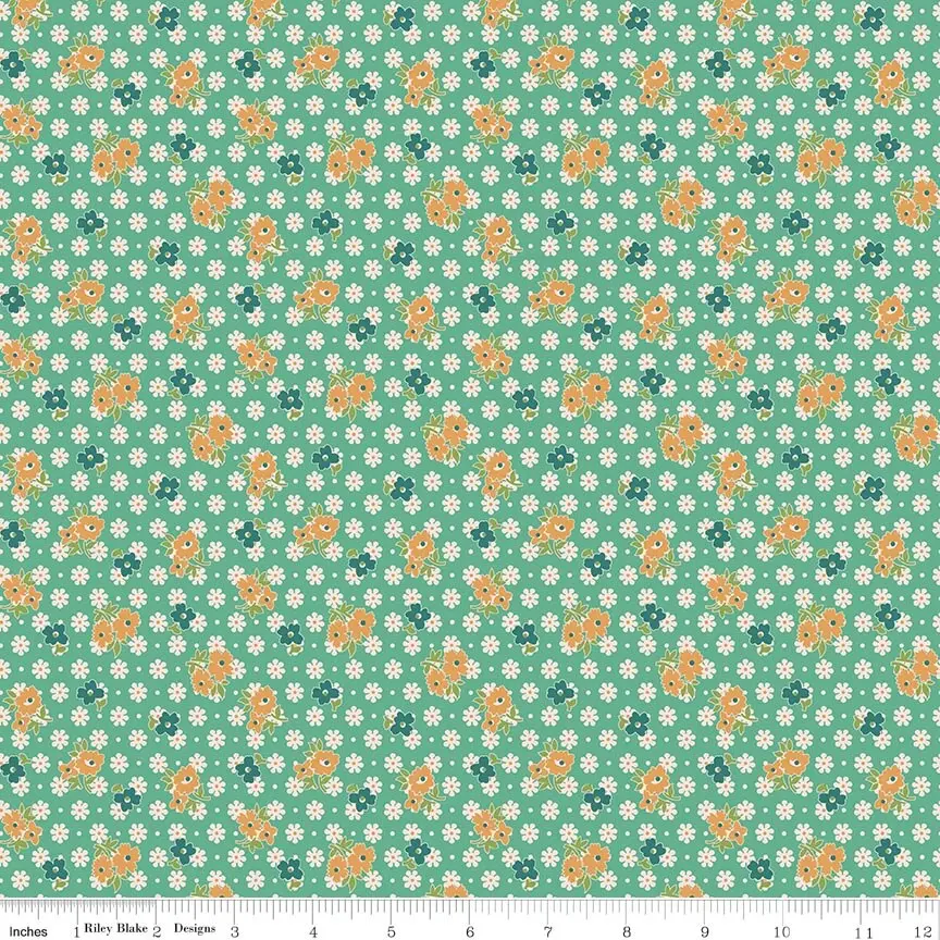 Fabric Riley Blake Lori Holt Leaf Feedsack Farmer's Daughter by the Quarter Yard C17162-LEAF