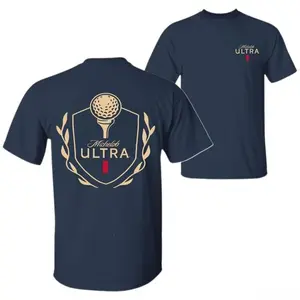 Michelob Ultra Golf T-Shirt, Gold Crest & Tee Graphic, Classic Country Club Style, Perfect for Beer & Golf Lovers