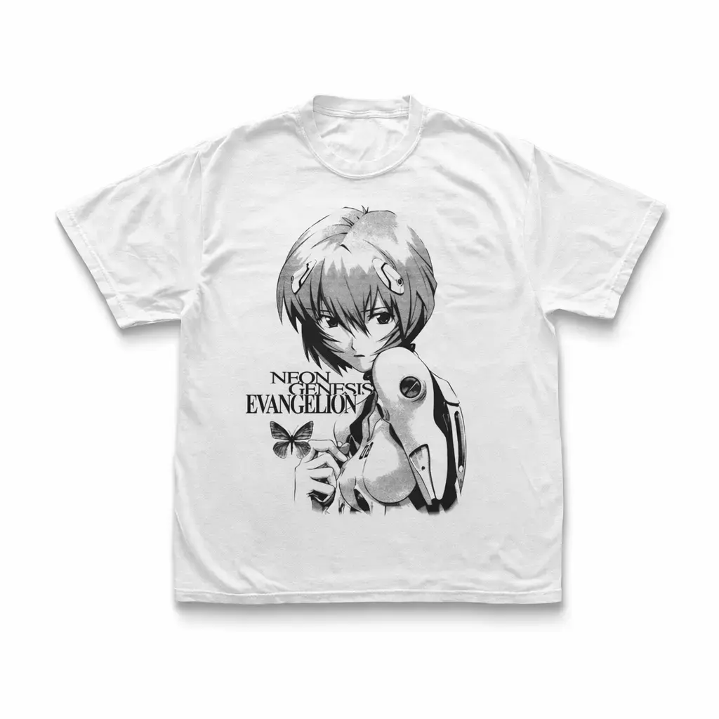 Men's Oversized Cotton Neon Genesis Evangelion Vintage Graphic Tshirt, 90s Anime Shinji Rei Retro Mecha Streetwear Top, EVA Unit-01 Manga Y2K Cyber Aesthetic Hypebeast Weeb Gift Sci-Fi Otaku Short-Sleeve Shirt
