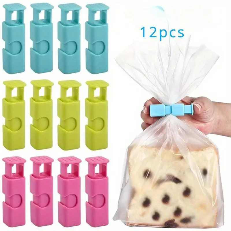 12 pcs Food Bag Chip Clips, Convenient And Durable Reusable Food Sealing Bag Clips, Easy-to-Use And Flexible Spring Sealing Clamp, For Keeping Food Fresh And Organized, Kitchen Organizers And Storage, Kitchen Accessories