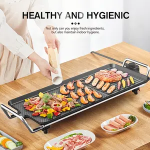 Large Electric Teppanyaki Grill, Electric Grill & Large Griddle for Indoor & Outdoor Cooking, Nonstick BBQ Tabletop Griddle with 5 Adjustable Temperature, Portable for Party & Camping