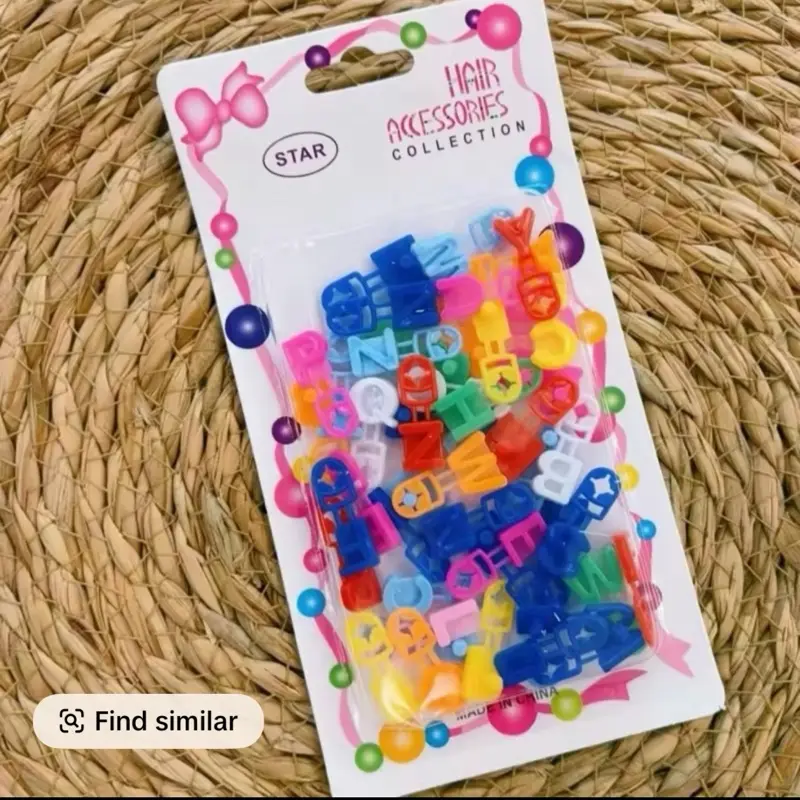 Baret abc pou timounColorful Alphabet Hair Clips Set