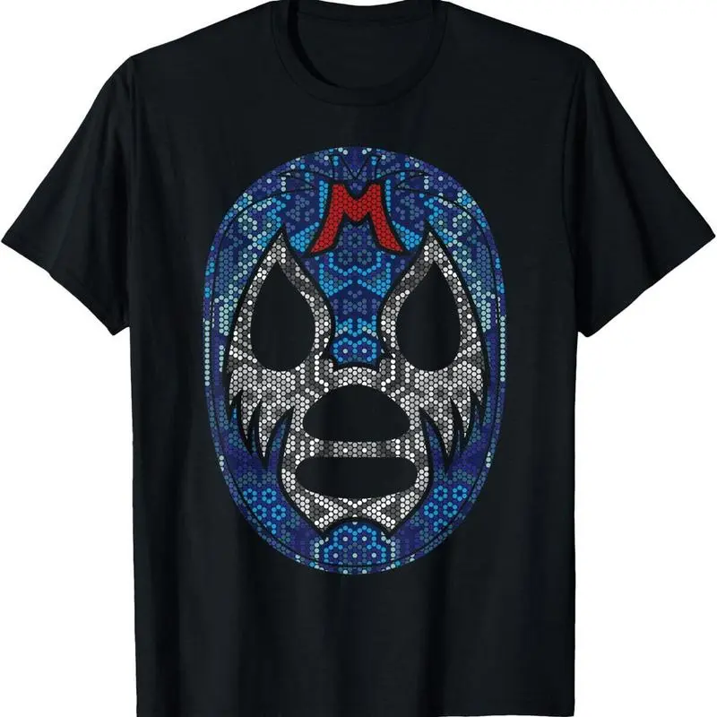 [100% Cotton] Men's 180g Pure Cotton Single-Sided Printed Round Neck Short Sleeve T-Shirt Mex-Art Lucha Libre Mexican Wrestling Legend Mil Máscaras T-Shirt Gift for Men, Dad, Husband, Grandpa, Friend funny shirt