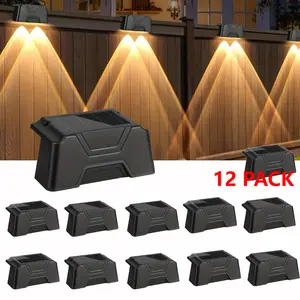 12PCS Solar Fence Lights Outdoor 5W 1.2V Fence Lights Solar Powered, Solar Wall Lights, LED Solar Step Lights, Railing Lights, Stair Lights, Ladder Lights For Backyard/Patio/Garage (Warm light)