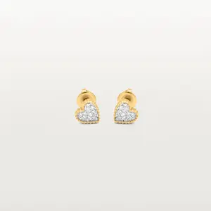 Oscar Petite Heart Studs 14K Gold Natural Diamond Four-prong Solitaire Studs Secure Screw-back Posts Classic Earrings