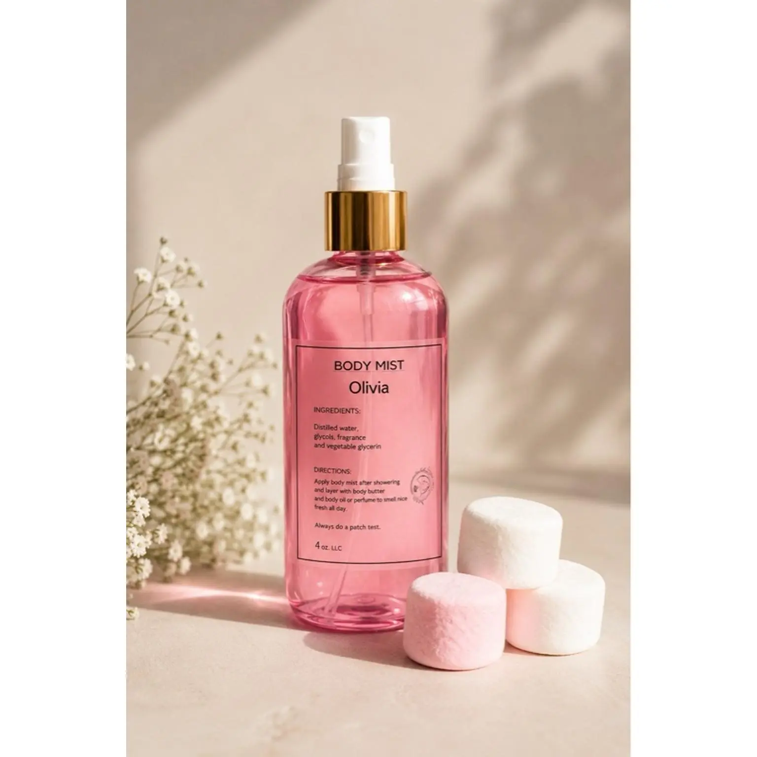Olivia Body Mist, 4oz Floral-Sweet Musk Liquid Fragrance, Long-Lasting Refreshing Unisex Scent for Daily Use in a Bottle