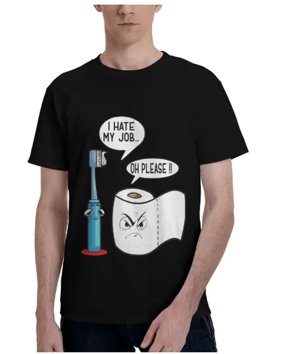 Men's Funny Graphic T-Shirt with Toothbrush vs Toilet Paper Print, Breathable Short-Sleeve Crewneck Top in a Casual Relaxed Fit, Shortsleeve, Fabric, Menswear, Cartoon Print, Toothbrush Graphic, Crew Neck, Work, Round Neck, All Seasons