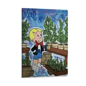 Striking ZLQEESAA Alec-Monopolys "RICHIE MONEY TREE" Canvas Art Poster. A Modern Wall Art Picture Print Ideal for Decorating Family Bedrooms. Unframed letterpress