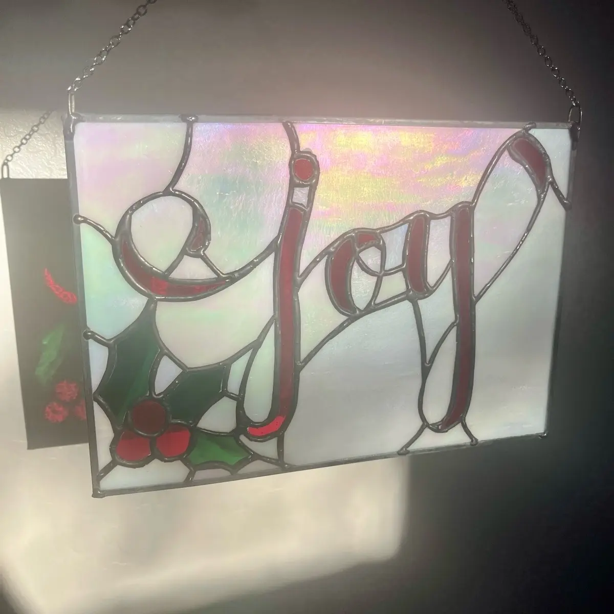 Stained Glass Christmas Joy Suncatcher - Festive Home Decor