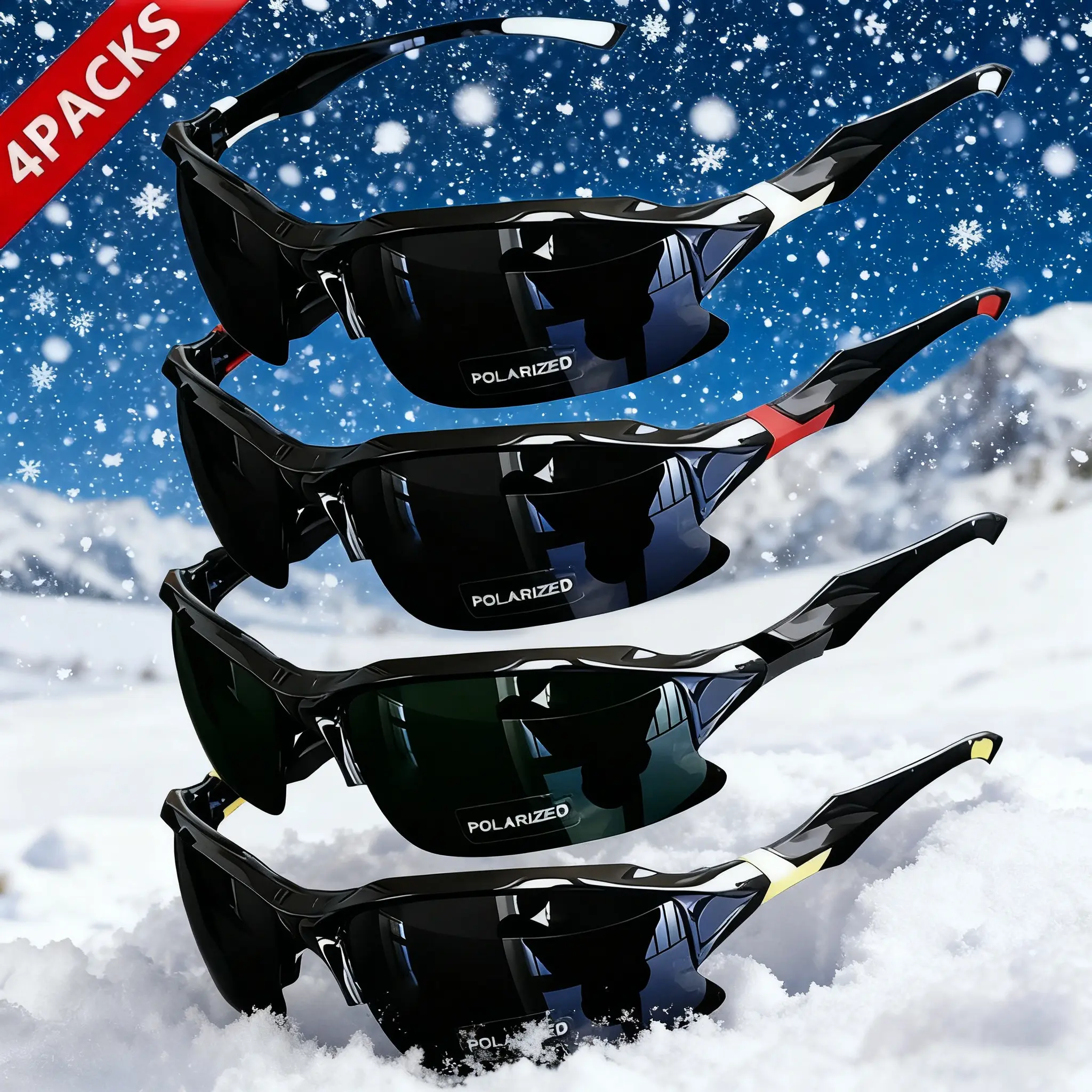 4-Pack Polarized Sports Sunglasses Windpro Rimless Sun Protection for Men & Women Perfect for Running Fishing Golf & Driving UV Protection Unisex Fit LED Lighted Witch Yard Stakes Day the Dead Decorations of Tablecloth Signed Friday 13th Limited Edition H