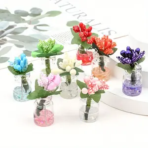 16pcs 15x44mm Glass Simulation Vase Decoration Ornament with Hanging Hole Accessories, Used for Party, Festival Decoration, Random Color Mixing
