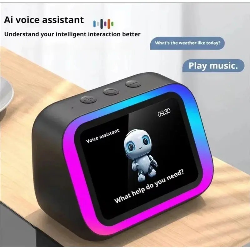AI Smart Bluetooth 5.4 Speaker HD Touch Screen Display Electronic Album Alarm Clock Hi-fi Stereo Sound Voice Speaking Assistant